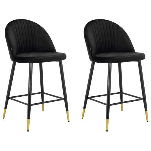 Barové stoličky Marlis (SET 2 ks), zamat, čierna - 1