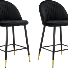 Barové stoličky Marlis (SET 2 ks), zamat, čierna - 1