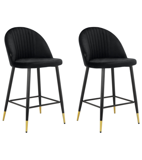Barové stoličky Marlis (SET 2 ks), zamat, čierna
