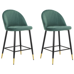 Barové stoličky Marlis (SET 2 ks), zamat, zelená