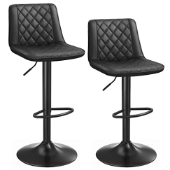 Barové stoličky Maykel (SET 2 ks), syntetická koža, čierna
