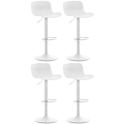 Barové židle Almada (SET 4 ks), plast, bílá