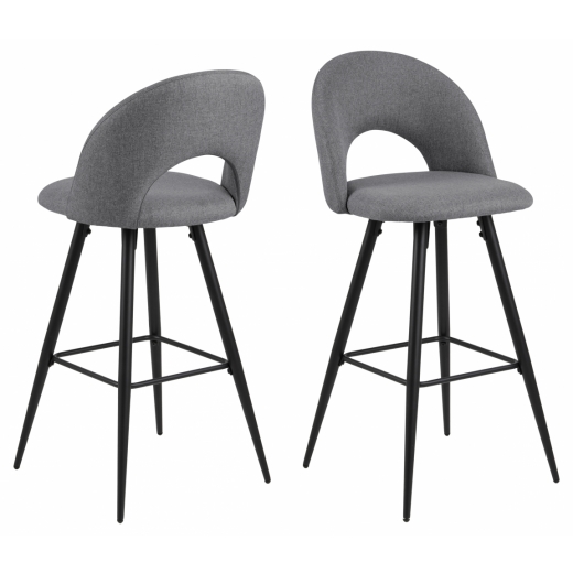 Barové židle Ayla (SET 2ks), tkanina, světle šedá - 1