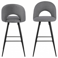 Barové židle Ayla (SET 2ks), tkanina, světle šedá - 2