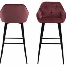 Barové židle Brooke (SET 2ks), tkanina, korálová - 2
