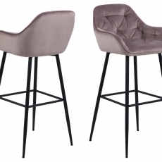 Barové židle Brooke (SET 2ks), tkanina, růžová - 1