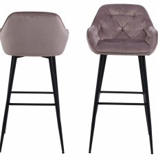 Barové židle Brooke (SET 2ks), tkanina, růžová - 2