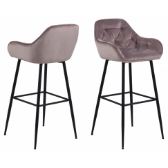 Barové židle Brooke (SET 2ks), tkanina, růžová