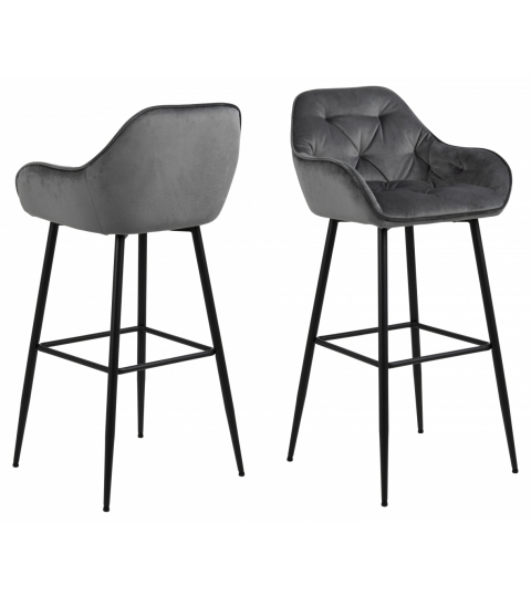 Barové židle Brooke (SET 2ks), tkanina, tmavě šedá