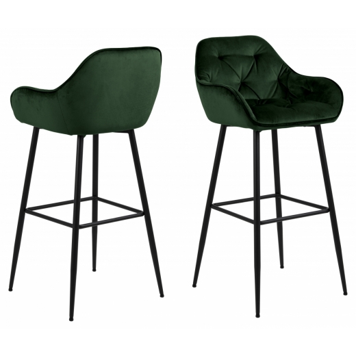Barové židle Brooke (SET 2ks), tkanina, tmavě zelená - 1