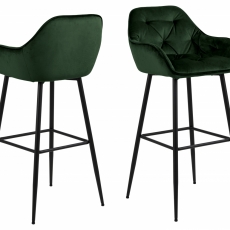 Barové židle Brooke (SET 2ks), tkanina, tmavě zelená - 1