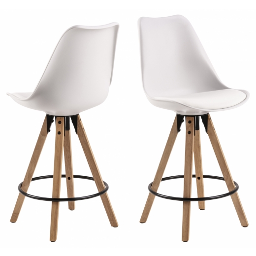 Barové židle Dima (SET 2ks), plast, bílá - 1