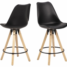 Barové židle Dima (SET 2ks), plast, černá - 1