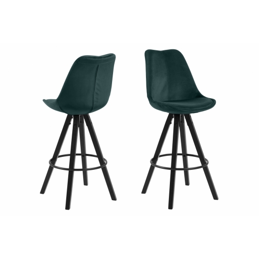 Barové židle Dima (SET 2ks), tkanina, tmavě zelená - 1
