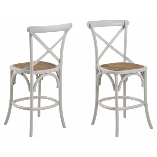 Barové židle Eileen (SET 2ks), ratan, bílá - 1