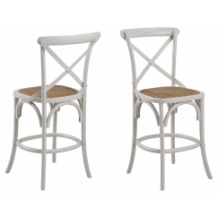 Barové židle Eileen (SET 2ks), ratan, bílá