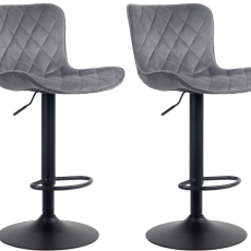 Barové židle Emma (SET 2 ks), samet, tmavě šedá - 1