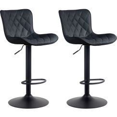 Barové židle Emma (SET 2 ks), syntetická kůže, černá