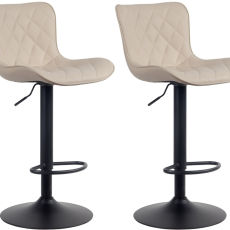 Barové židle Emma (SET 2 ks), syntetická kůže, krémová - 1