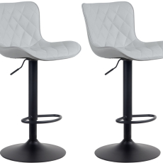 Barové židle Emma (SET 2 ks), syntetická kůže, šedá - 1