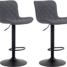 Barové židle Emma (SET 2 ks), textil, černá - 1