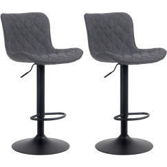 Barové židle Emma (SET 2 ks), textil, černá