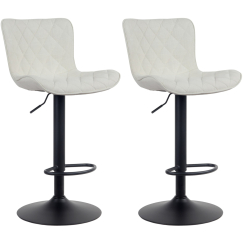 Barové židle Emma (SET 2 ks), textil, krémová