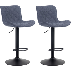 Barové židle Emma (SET 2 ks), textil, modrá
