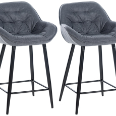 Barové židle Gibson (SET 2 ks), textil, šedá - 1