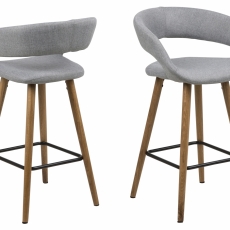 Barové židle Grace (SET 2ks), tkanina, světle šedá - 1