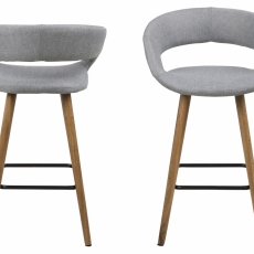 Barové židle Grace (SET 2ks), tkanina, světle šedá - 2