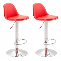 Barove židle Kiel (SET 2 ks), syntetická kůže, červená
