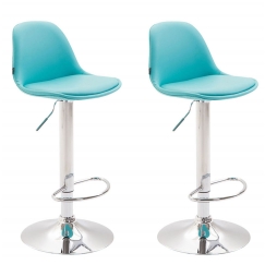 Barove židle Kiel (SET 2 ks), syntetická kůže, modrá