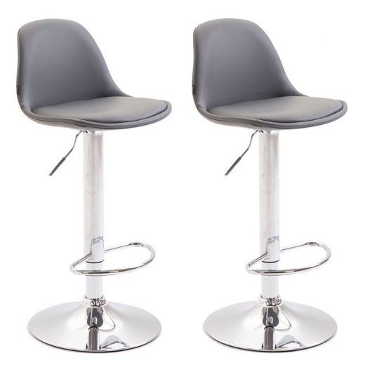 Barove židle Kiel (SET 2 ks), syntetická kůže, šedá - 1