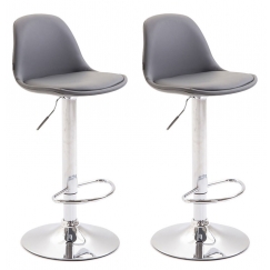 Barove židle Kiel (SET 2 ks), syntetická kůže, šedá
