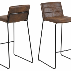 Barové židle Kitos (SET 2ks), syntetická kůže, hnědá - 1
