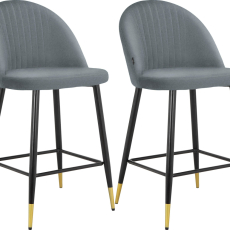 Barové židle Marlis (SET 2 ks), samet, šedá - 1