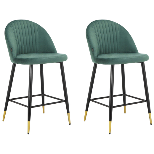 Barové židle Marlis (SET 2 ks), samet, zelená - 1