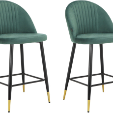 Barové židle Marlis (SET 2 ks), samet, zelená - 1