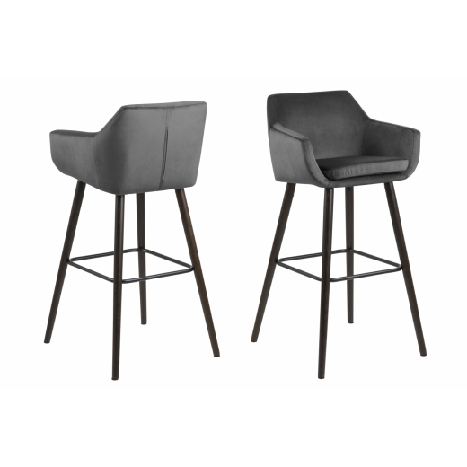 Barové židle Nora (SET 2ks), tkanina, tmavě šedá - 1