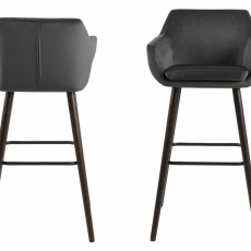 Barové židle Nora (SET 2ks), tkanina, tmavě šedá - 2