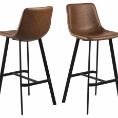 Barové židle Oregon (SET 2ks), syntetická kůže, hnědá - 1