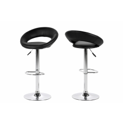 Barové židle Plump (SET 2ks), syntetická kůže, černá