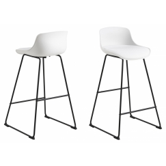 Barové židle Tina (SET 2ks), plast, bílá
