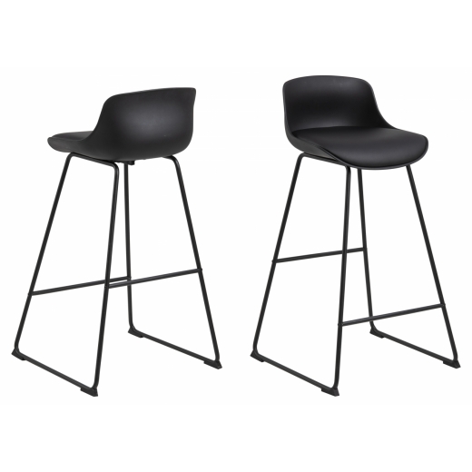 Barové židle Tina (SET 2ks), plast, černá - 1