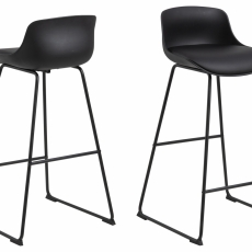 Barové židle Tina (SET 2ks), plast, černá - 1