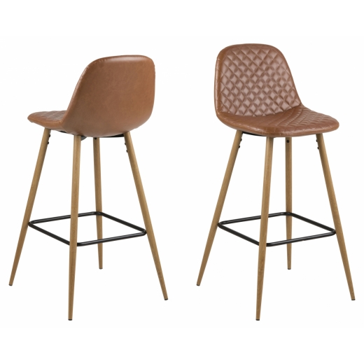 Barové židle Wilma (SET 2ks), syntetická kůže, hnědá - 1