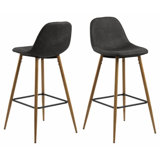 Barové židle Wilma (SET 2ks), tkanina, antracitová - 1