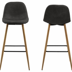 Barové židle Wilma (SET 2ks), tkanina, antracitová - 2