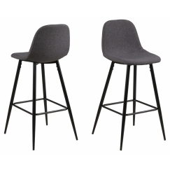 Barové židle Wilma (SET 2ks), tkanina, šedá